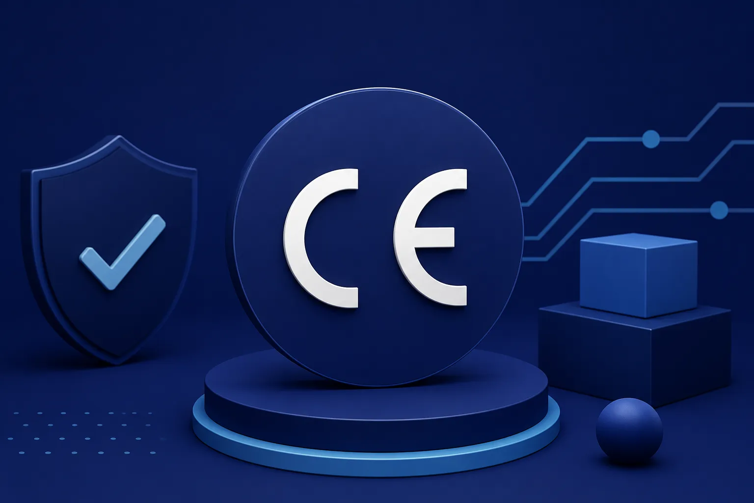 Illustration représentant le marquage CE sur un produit numérique conforme au Cyber Resilience Act.