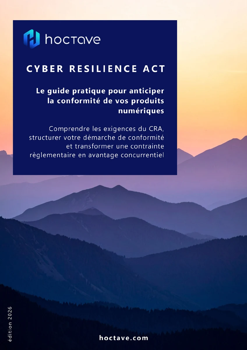 Couverture du guide Hoctave 2026 consacré au Cyber Resilience Act et à la conformité des produits numériques